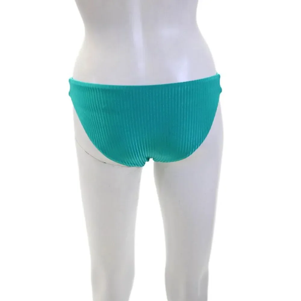Vitamin A Womens Stretch Ribbed Pull On Bikini Bottoms Turquoise Size XS